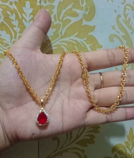 KALUNG GOLD RANTAI BULAT LIONTIN BATU MERAH XUPING