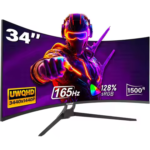 34" Curved Gaming Monitor, IPS WQHD(3440x1440P) 165Hz 1500R 21:9 UltraWide PC Display, 128% sRGB, AM