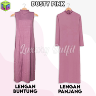 Baju Manset Gamis Tangan Panjang & Tanpa Lengan Wanita Kerah Leher Turtle Neck Polos Inner Long Dres