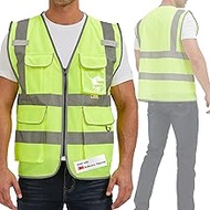 SIFE Reflective Safety Vest High Visibility Vest With 7 Pockets And YKK Zipper, ANSI/ISEA Class 2 St