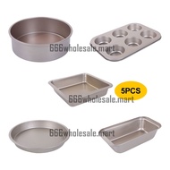 8inch 5Pcs set Cake Mould Carbon Steel Non-stick Cake Mold Pizza Tray Bread Toast Box Baking Pan Bak