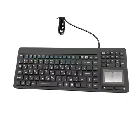 Washable Russian Silicone Keyboard with Touchpad for Medical & Food Processing Environments