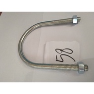 New Listing u bolt 0.5 x 3inch putih plus 2 mur clamp pipa baut pengikat tiang