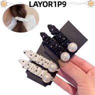 LAYOR1P9 Hairpins, Y2K Pearl Fabric Oval Hair Clip, Fashion Black and White Polka Dot Barrettes Head