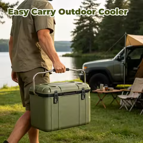 25 Quart Green Hard Shell Cooler Box, Ultra‑Light Insulated Ice Chest Cooler, Heavy‑Duty Portable Co
