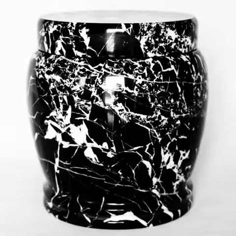 Black Textured Marble Brass Ashes Urn