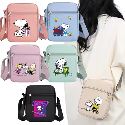 Fashion Snoopy Anime Mobile Phone Bag Women Men Cartoon Kawaii Portable Coin Purse Girls Storage Cro