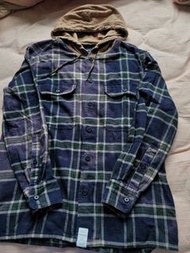 Descendant DCDT 18AW Spicoli Hooded Check Shirt Tee Jacket Coat L/S Size 1 Olive Drab Cetus Purple D