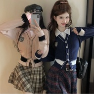 Mini shop (72035) Long-Sleeved Shirt With Collar Knitted Fabric Korean Style -C