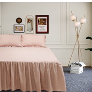 One Piece Bed Skirt Non-slip Mattress Cover Pure Color Single Queen King Size Bedsheet Bedspread (Without Pillowcase)