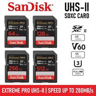 SanDisk Extreme PRO SD Card UHS-II 64GB 128GB 256GB 280MB/s U3 V60 4K 6K Memory Card Camera SDSDXEP