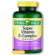 Super Vitamin B complex Spring Valley- Tablets 250 Count blend of B6 B12 C thiamine biotin folate pa