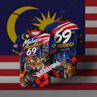 Malaysia 2026 T-shirt.69th Patriotic Tee.full Sublimation Quick Dry Streetwear.independence 31 Augus
