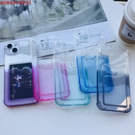 Gradient Holder Phone Case For Huawei Y5 2019 Y6 2018 P30 P40 Mate 30 Pro Nova 7 8 Bumper Credit Slot Back Cover