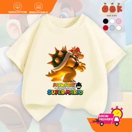 Baju Budak Lelaki Super Mario Bowser Koopa 100% Cotton T Shirt Kids Korean Style High Quality Round 