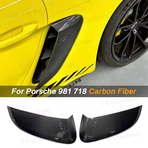 Real Carbon Fiber Side Vents For For Porsche 718 981 Boxster Cayman Car Accessories Side Air Vents 2
