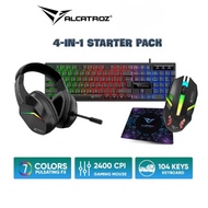 Alcatroz X-Craft Basecamp 4 in 1 Wired Gaming Mousepad Headset Keyboard 2 Year Warranty