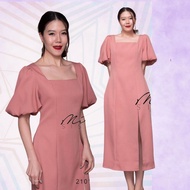 (นางแบบ​ใส่​ชุด​ขาย)​ CEO​ Femme Risa Square​ Dress​ สวยหวานสมาร์ท​ เดรสคอเหลี่ยม​ ทรงตรง​ แขนพองน่า