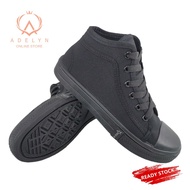 Men Lady School Shoes AD1 Black Working Canvas Low High Cut / Kasut Bertali Kerja Hitam Sekolah Perempuan Lelaki Budak