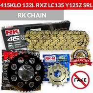 RK BK SPROCKET SET WITH CHAIN ORING GOLD FZ150 Y15ZR Y16ZR Y15 Y16 15ZR 16ZR SPROCKET BLK HITAM RANT