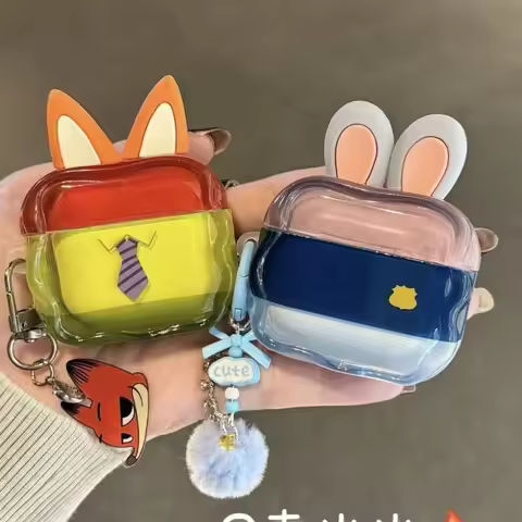 Zootopia Disney Merchandise Creative Design Nick Judy Bluetooth Earbud Case Compatible AirPods Coupl