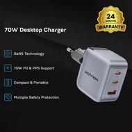 HP Charger Adapter Head 70W 3-Port Type-C USB Fast Charging Charger Dash Series Vention GaN