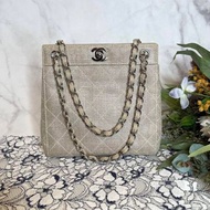 💥中古包💥  ❤️‍🔥Vintage Chanel亞麻Mini book Tote