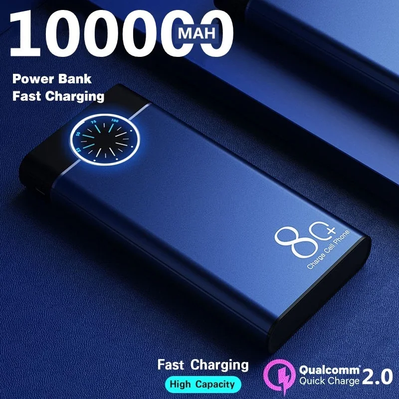 100% Original 100000mAh PowerBank Clock Digital Display Large