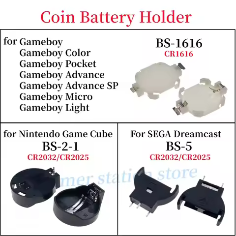 1-100PCS For GB/GBA/GBC Game Cassette CR1616/2032/2025 Coin Battery Holder For SEGA/NGC BS-1616/BS-5