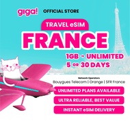 giga! France Travel eSIM 1GB - Unlimited | 5 - 30 Days