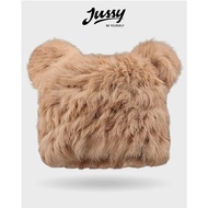 Long Smooth Fur Wool Hat With Cute Ears JML26 Jussy Official Woolen Beef Hat Keep Warm Thick Smooth Fur