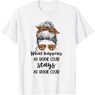 Adult T-Shirt Funny Booklover What Happens At Book Club Stays At Book Club T-Shirt Fashion Tops for 