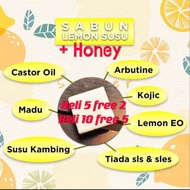Susu Kambing Lemon Honey Whitening Homemade Soap Sabun Pemutihan Free Chemical Goat Milk Lemon Honey Soap Muka Body