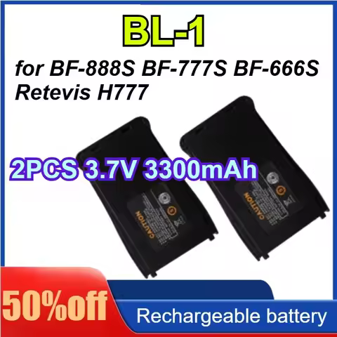 2PCS 3.7V 3300mAh for BAOFENG BF888S BL-1 Li-Ion Battery for Baofeng BF-888S BF-777S BF-666S Retevis