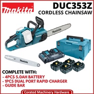 [CORATED] Makita DUC353Z Cordless Chainsaw c/w 4pcs 5.0Ah Battery &amp; 1pcs Dual Port Rapid Charger (12 Months Warranty)