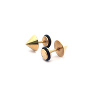 SilverWorks Kristen Gold Cone Faux Tunnel Stainless Steel Earrings BP5643
