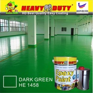 DARK GREEN HE1458 ( 5L ) HEAVY DUTY EPOXY BRAND Two Pack Epoxy Floor Paint - 4 Liter Paint + 1 Liter hardener