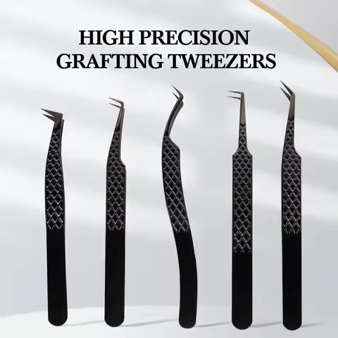 Professional Eyelash Tweezers Stainless Steel Super Hard Tweezers High Precision Anti-Static Makeup 