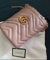 👍👍👍保證全新正品Gucci marmont mini 奶茶裸色 鏈條水桶包