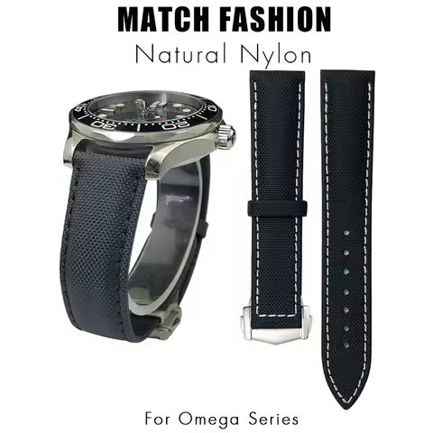 19mm 20mm 21mm 22mm Nylon Leather Watchband Fit for Omega x Watch Seamaster Speedmaster AT150 De Vil