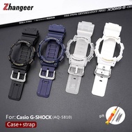 zhangeer Soft Resin Watchband Suit Strap + Case For Casio G-Shock AQ-S810W AQS810 Replacement Resin transparent strap watch case men's watch strap Sport Waterproof wrist band Watch Accessories With Tools