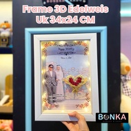 3D Edelweiss Frame Size 24 x 34 cm Portrait Custom Valentine's Day Wedding Gift 1 Anniversary Bonka