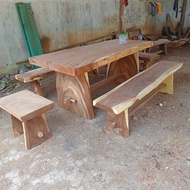 Set ,meja ,dari kayu trembesi ,solid