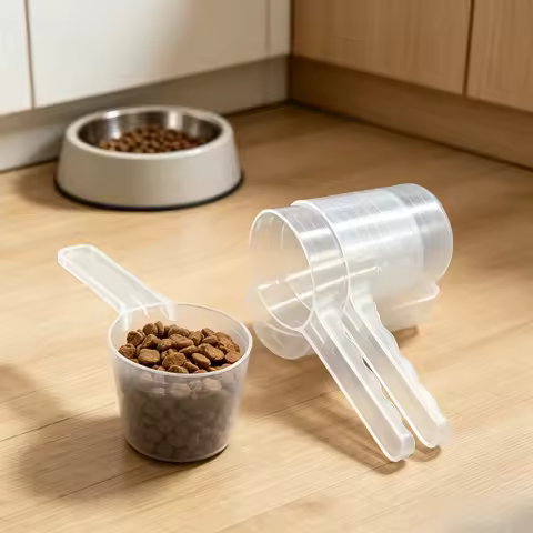Transparent Pet Measuring Spoon with Scale, 50g/100ml Plastic Feeding Shovel for Dog Cat, Pet Tablew