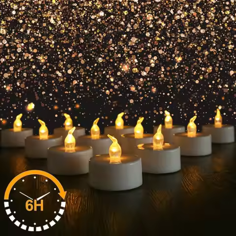 Flameless Flickering LED Tea Lights with Timer 6 Hours On & 18 Hours Off in 24Hours Cycle Automatica