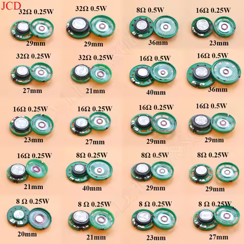2PCS 8 Ohm 0.25W 0.5W 16/32Ohm Horn Loudspeaker 8R 16R 32R 20mm 21mm 23mm 27mm 29mm 36mm 40mm Diamet