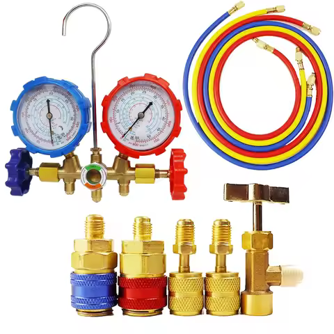 Refrigerant Manifold Instrument Cluster, Air Conditioner Diagnostic Tool, R410A, R22, R404A, R134A H