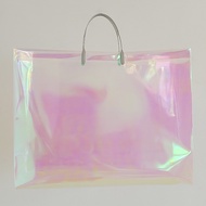 กระเป๋าถือโปร่งใส PVC เลเซอร์1ชิ้นสำหรับผู้หญิงเดินทางซื้อของกลางแจ้งกระเป๋าโททพกพาชายหาดวันหยุดสีใสสบายๆ