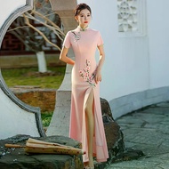 Women Elegant Stage Performance Dress Traditional Vietnam Aodai Cheongsam