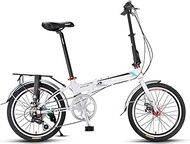 Fashionable Simplicity 20 Inch Folding Bike 7 Speed Lightweight Aluminum Frame Foldable Compact Bicycle with Fenders and Comfort Saddle for Adults White